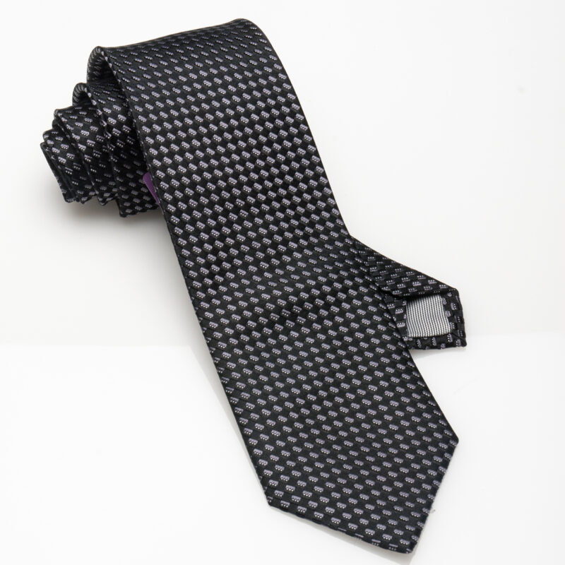 Black White Stripe-Silk Tie
