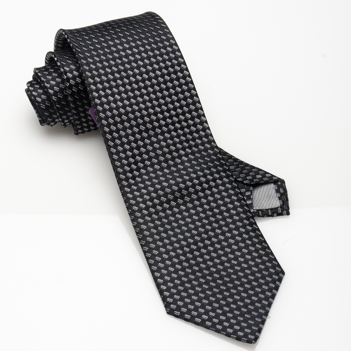 Black White Stripe-Silk Tie