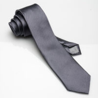 Silk Tie-Charcoal-Ottoman Weave-Slim-0