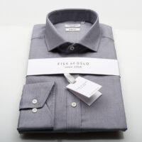 Fisk of Oslo Grey Cotton Oxford Slim Fit Shirt-0