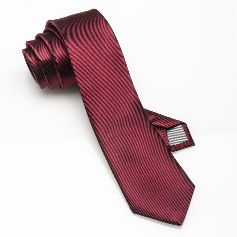Silk Tie-Red-Ottoman Weave-Slim-0