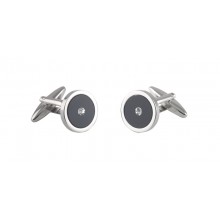 Black Acrylic Insert & Clear Crystal Cufflink-0