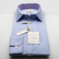 Taylor & Hunt Limited Edition Blue Fancy Check Slim Fit Shirt-0