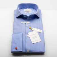 Taylor & Hunt Limited Edition Blue Herringbone Slim Fit Shirt
