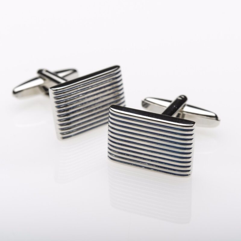 Silver Ridged Effect Cufflink-0