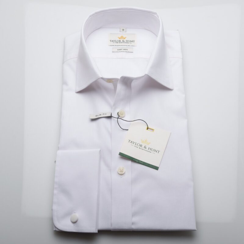Taylor & Hunt Easy Iron White Slim Fit Shirt -0