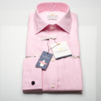 Taylor & Hunt Non-Iron Pink Puppytooth Tailored Fit Shirt-0
