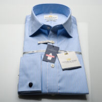 Taylor & Hunt Non-Iron Sky Dobby Bengal Stripe Tailored Fit Shirt-0