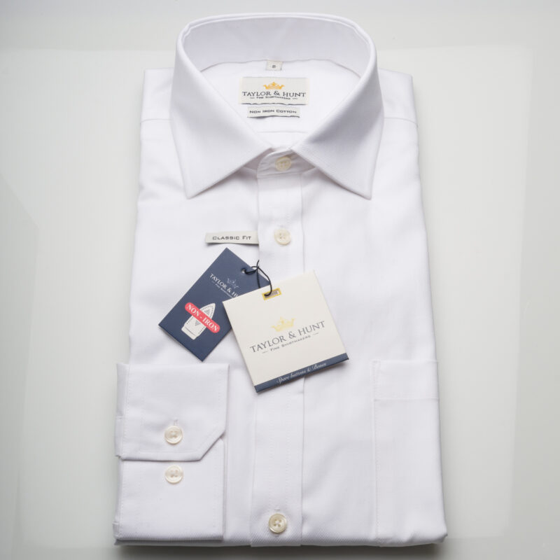 Taylor & Hunt Non-Iron White Twill Classic Fit Shirt-0