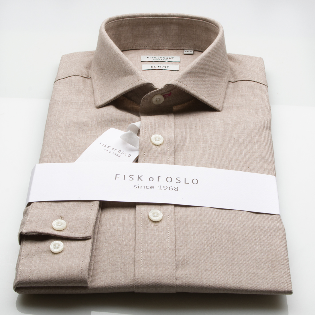 Fisk of Oslo Warm Handle Beige Melange Slim Fit Shirt -0 Fisk of Oslo Warm Handle Beige Melange Slim Fit Shirt -0