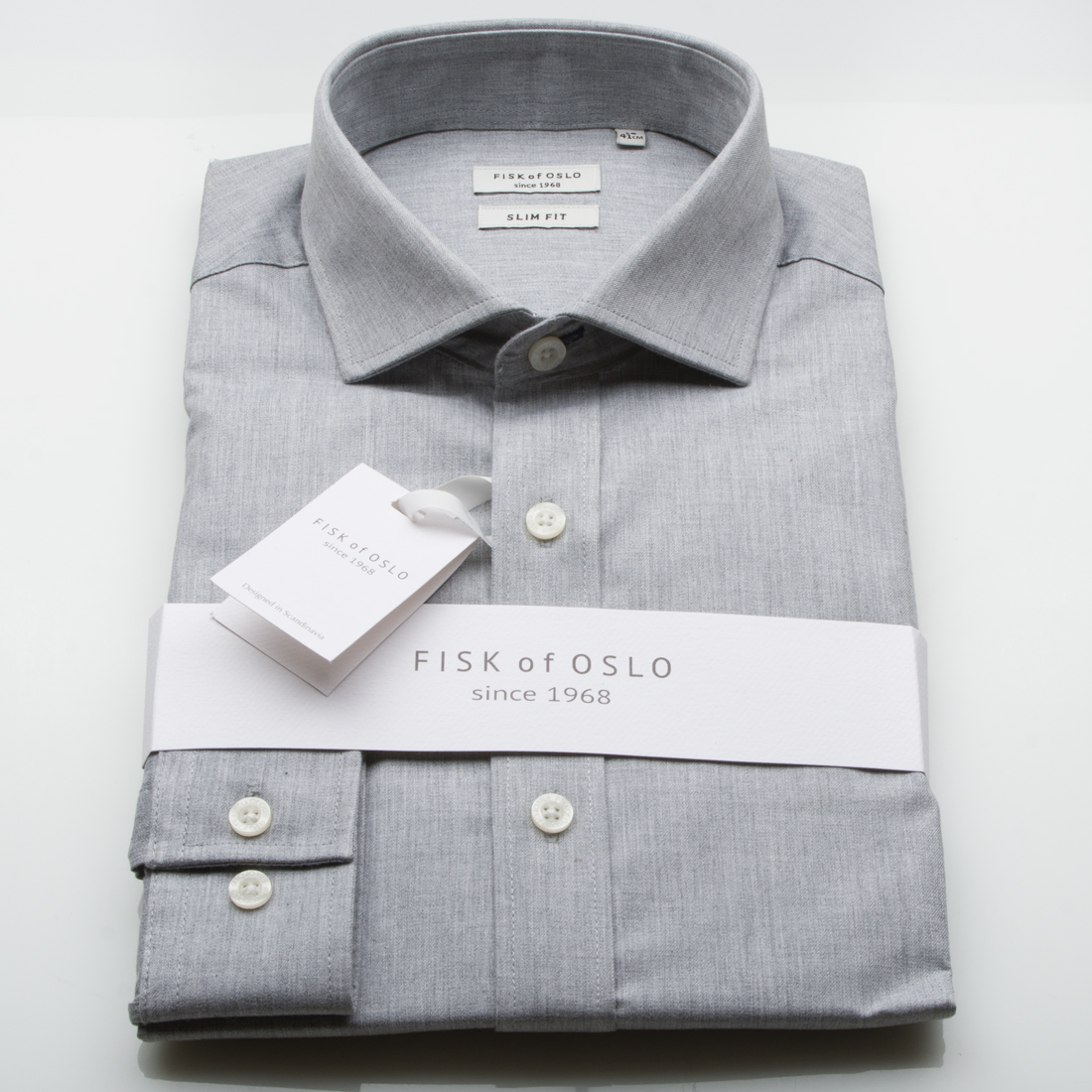Fisk of Oslo Warm Handle Grey Melange Slim Fit Shirt -0 Fisk of Oslo Warm Handle Grey Melange Slim Fit Shirt -0