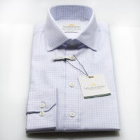 Taylor & Hunt Easy Iron White Blue Grid Check Tailored Fit Shirt