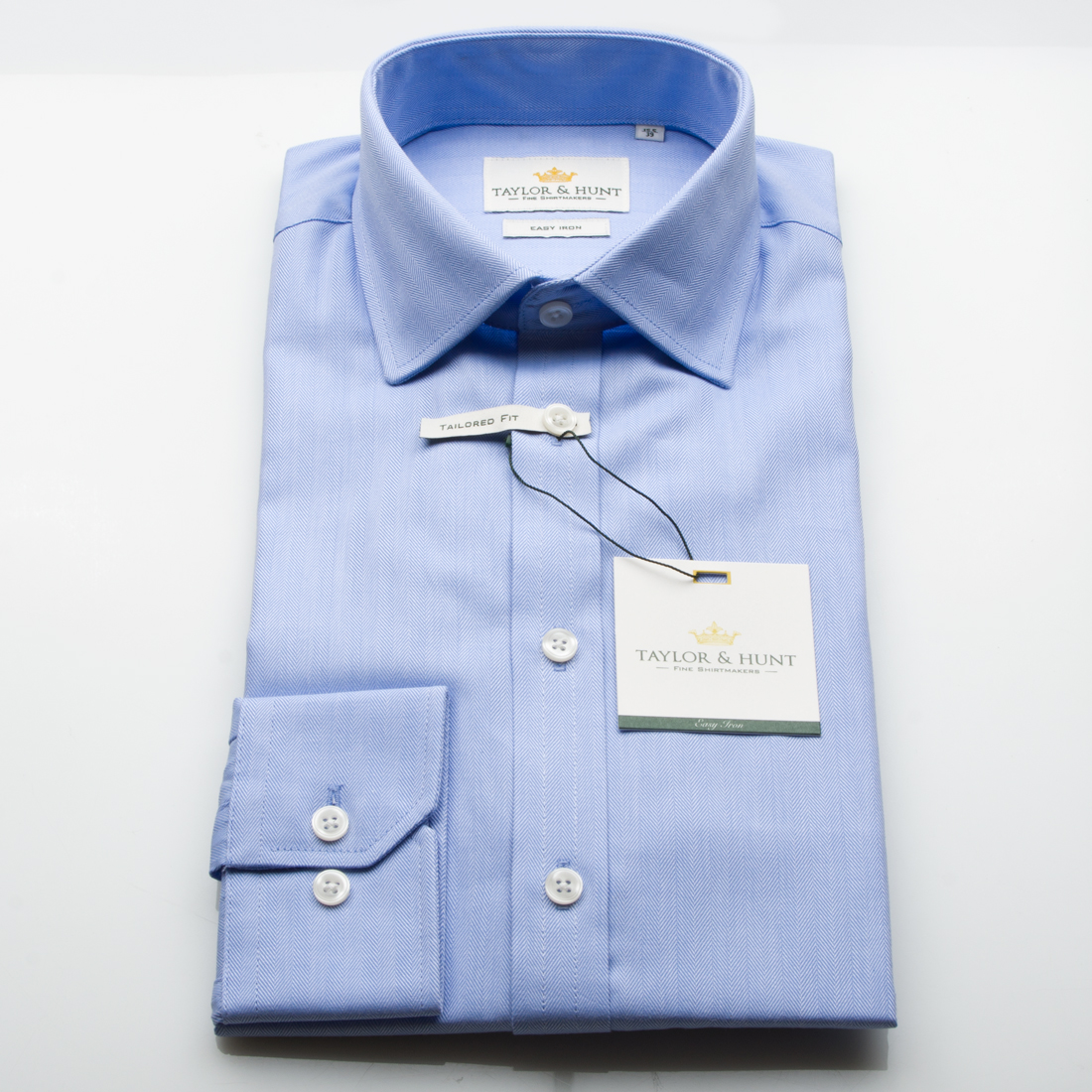 Taylor & Hunt Easy Iron Light Blue Herringbone Slim Fit Shirt-0 Taylor & Hunt Easy Iron Light Blue Herringbone Slim Fit Shirt-0