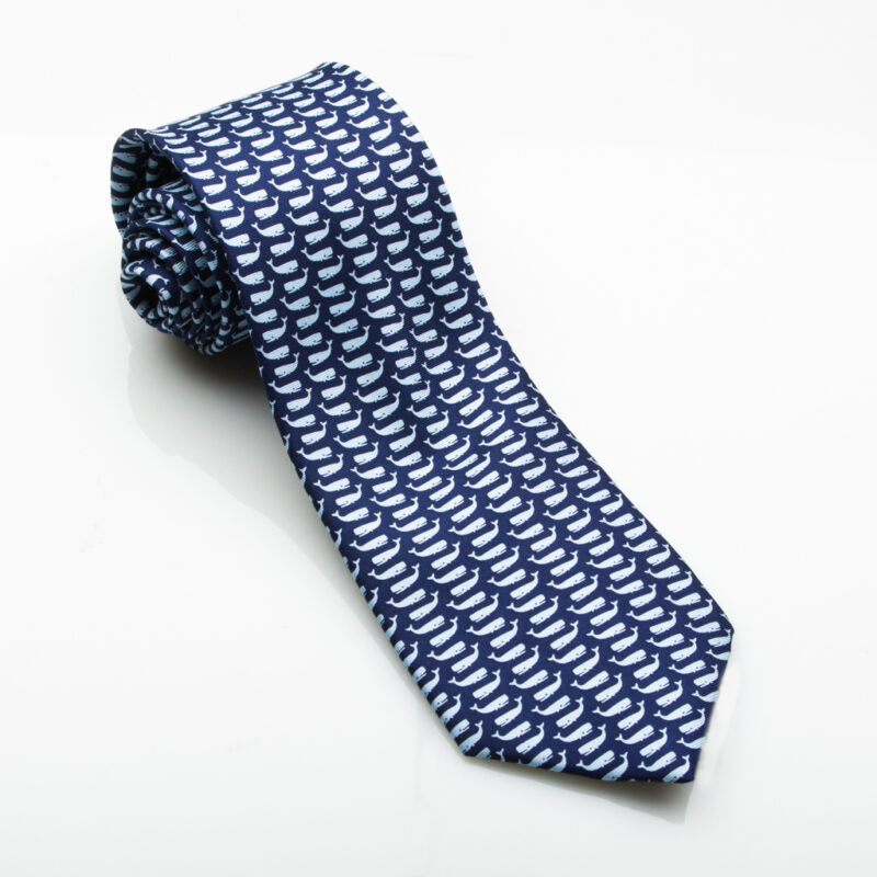 Taylor & Hunt Light Blue Whale Silk Tie