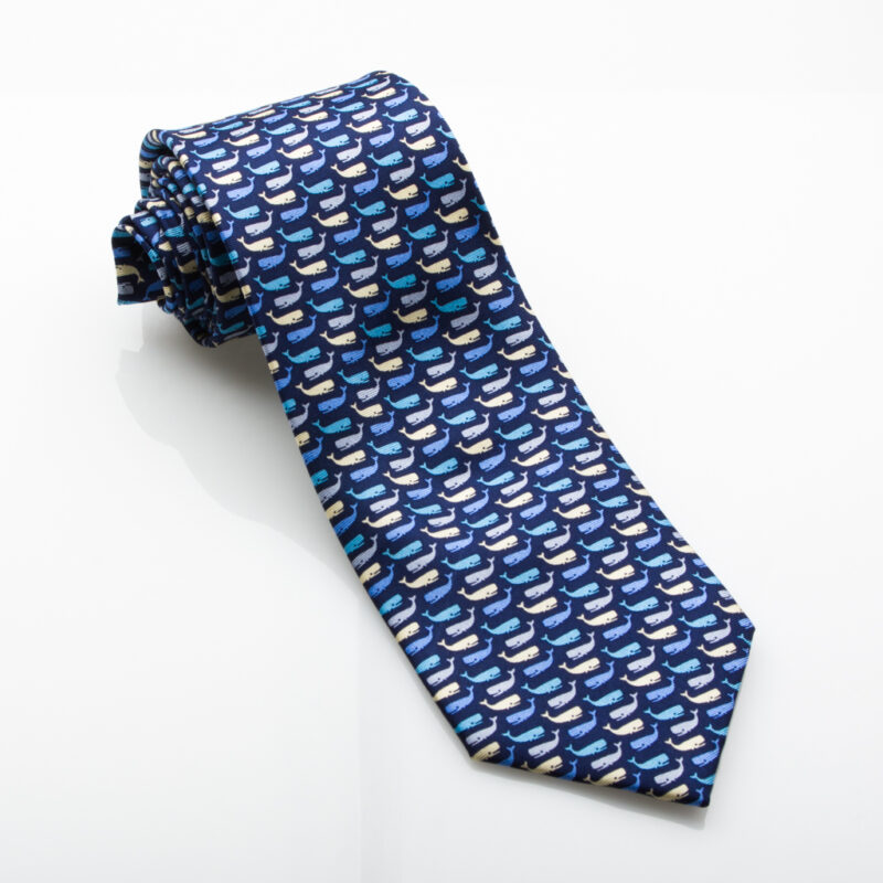 Taylor & Hunt Lemon, Grey & Turquoise Whale Silk Tie-0