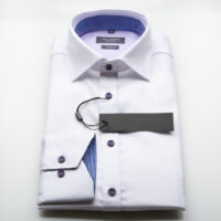 Van Larsson Two Fold White Herringbone Slim Fit Shirt