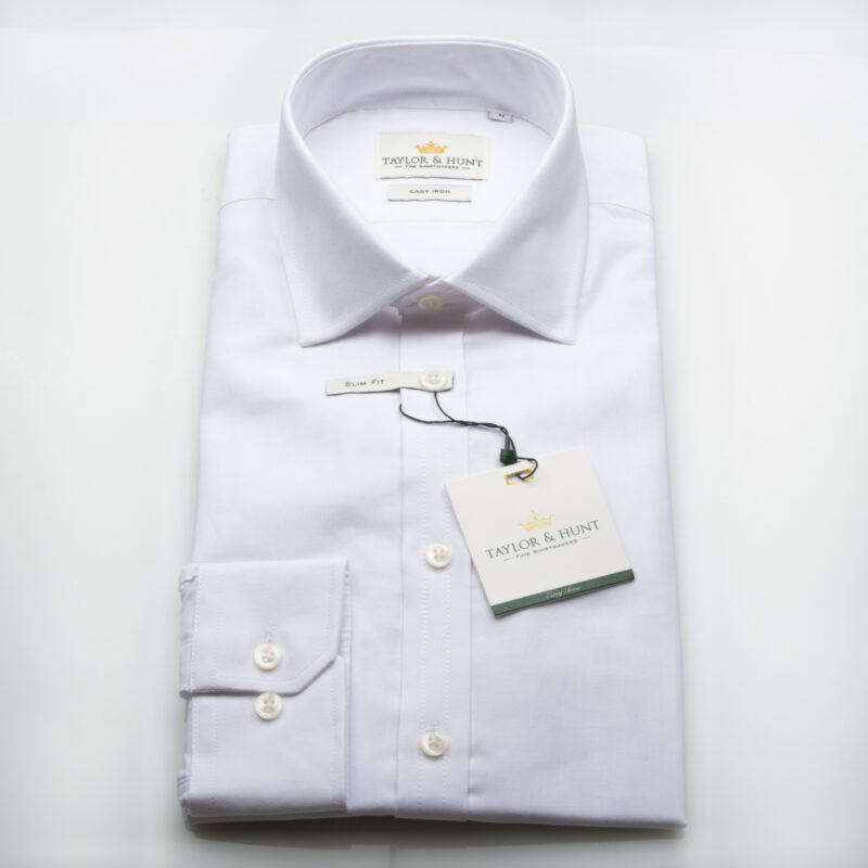Taylor & Hunt Easy Iron White Oxford Slim Fit Shirt-0