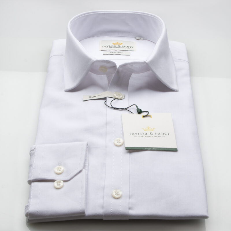 Taylor & Hunt Easy Iron White Oxford Slim Fit Shirt-2171