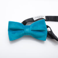 Fisk of Oslo Turquoise Velvet Bow Tie & Lapel Pin Set