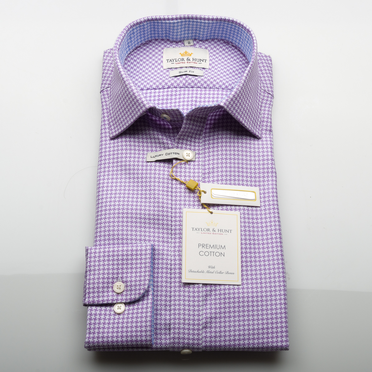 Taylor & Hunt Limited Edition Lilac Fancy Check Slim Fit Shirt-2165