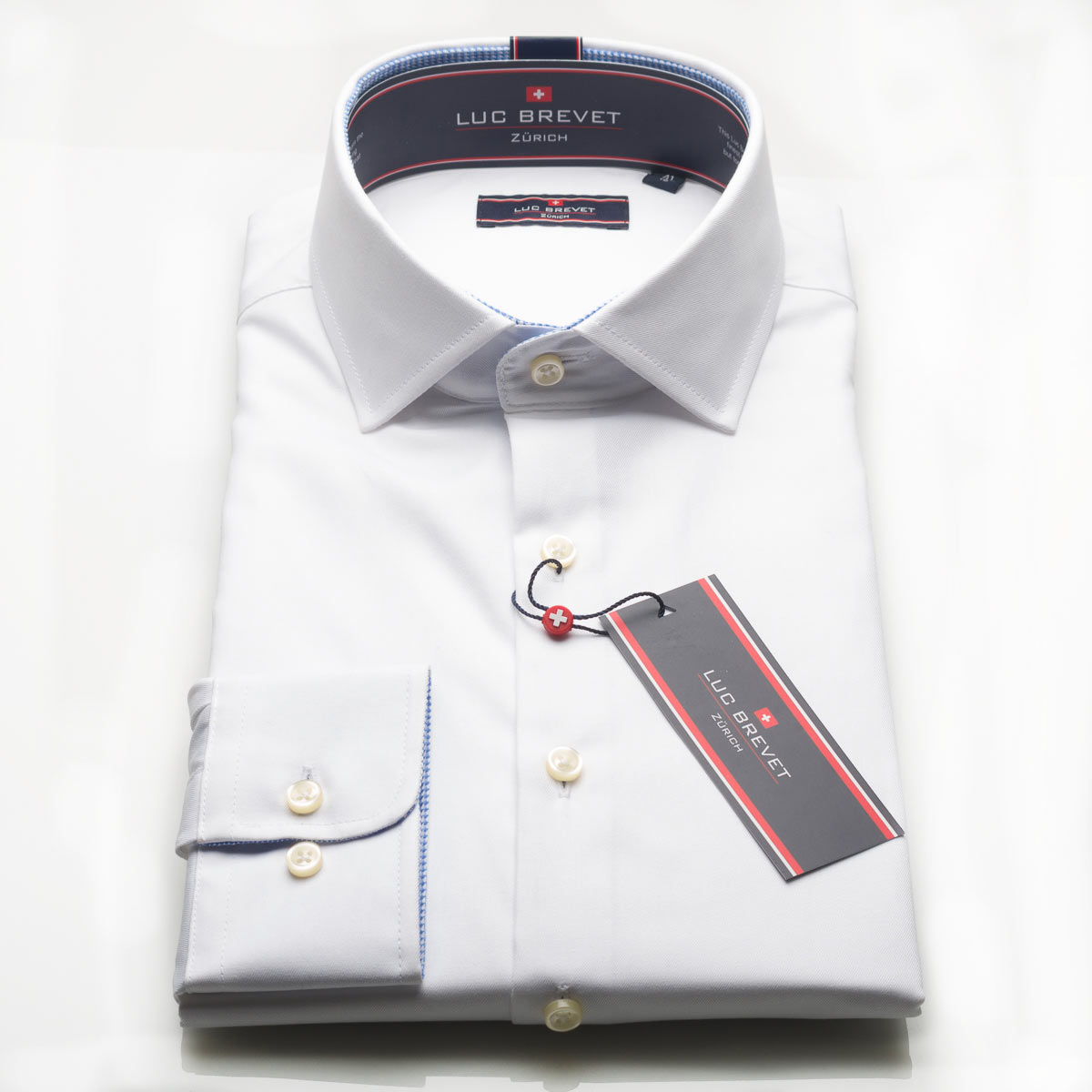 Luc Brevet Slim Fit Shirt-White Oxford-0 Luc Brevet Slim Fit Shirt-White Oxford-0