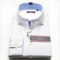 Luc Brevet Slim Fit Shirt-White Oxford-3317