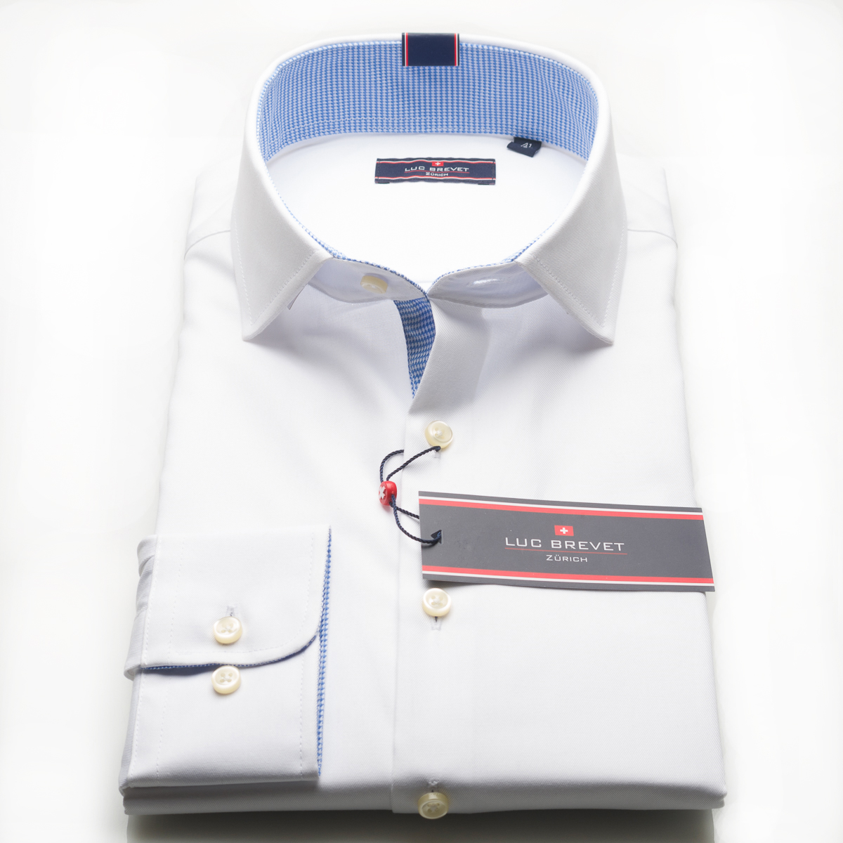 Luc Brevet Slim Fit Shirt-White Oxford-3317