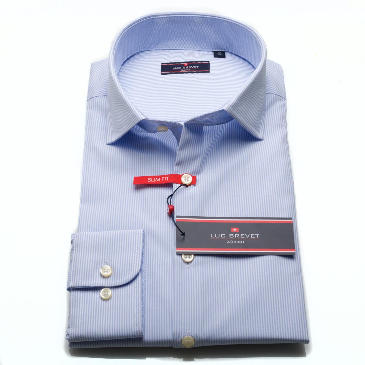 Luc Brevet Slim Fit Sky Bengal Shirt-0 Luc Brevet Slim Fit Sky Bengal Shirt-0