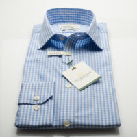 Taylor & Hunt Blue Cotton Gingham Easy Iron Classic Fit Shirt