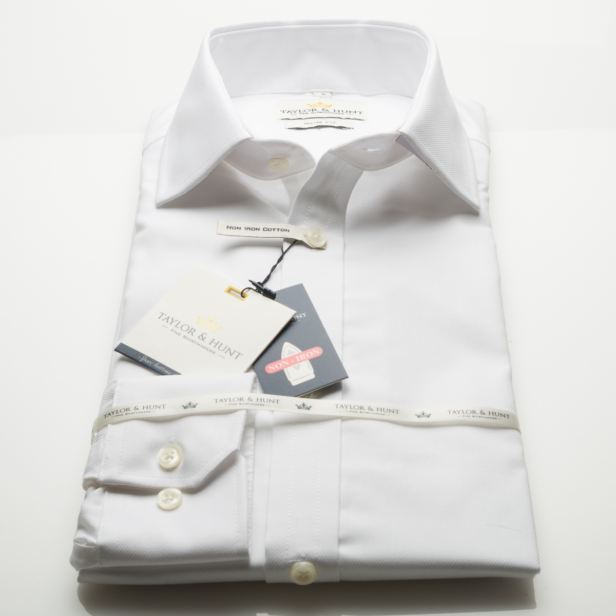 Taylor & Hunt - White Twill Slim Fit Shirt-2542