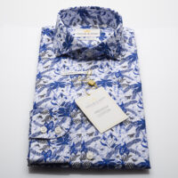 Taylor & Hunt Limited Edition Tailored Fit, Dark Blue Leaf Printed Shirt-2625