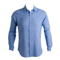 Luc Brevet 100% linen sky blue long sleeve shirt in slim fit.-2709