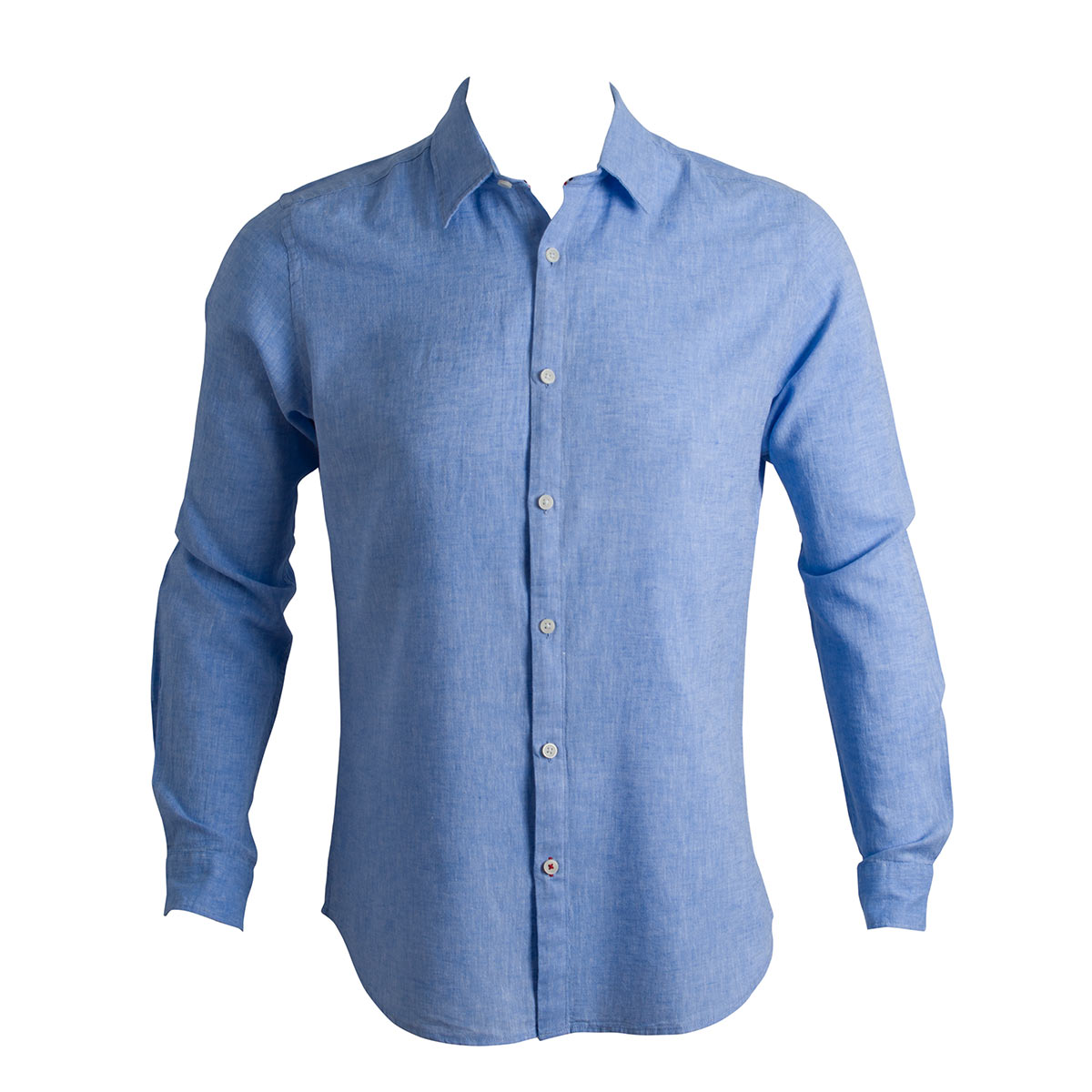 Luc Brevet 100% linen sky blue long sleeve shirt in slim fit.-2709
