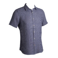 Luc-Brevet-linen-navy-blue-gingham-short-sleeve