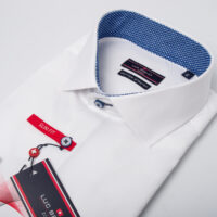 Luc Brevet white poplin stretch slim fit shirt