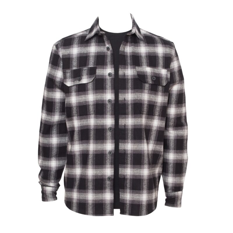 Curated Black & White Cotton Large Check Long Sleeve Overshirt.-0
