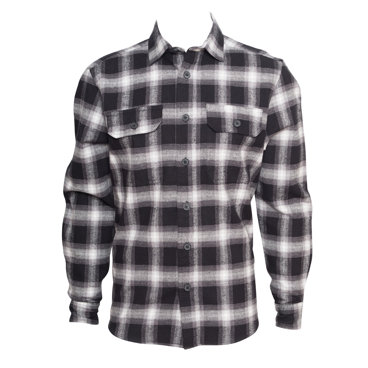 Curated Black & White Cotton Large Check Long Sleeve Overshirt.-2990