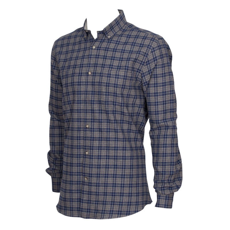 Navy-grey-heather-check-brushed-flannel-shirt