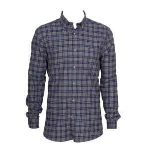 Navy-grey-heather-check-brushed-flannel-shirt