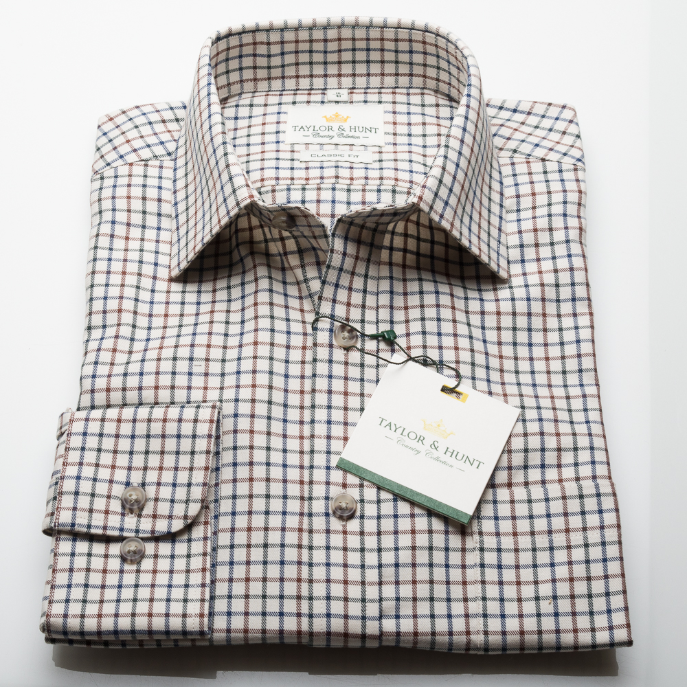Tattersall Cream Multi Check Shirt-3055