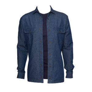 Curated Washed Denim Long Sleeve Overshirt -0