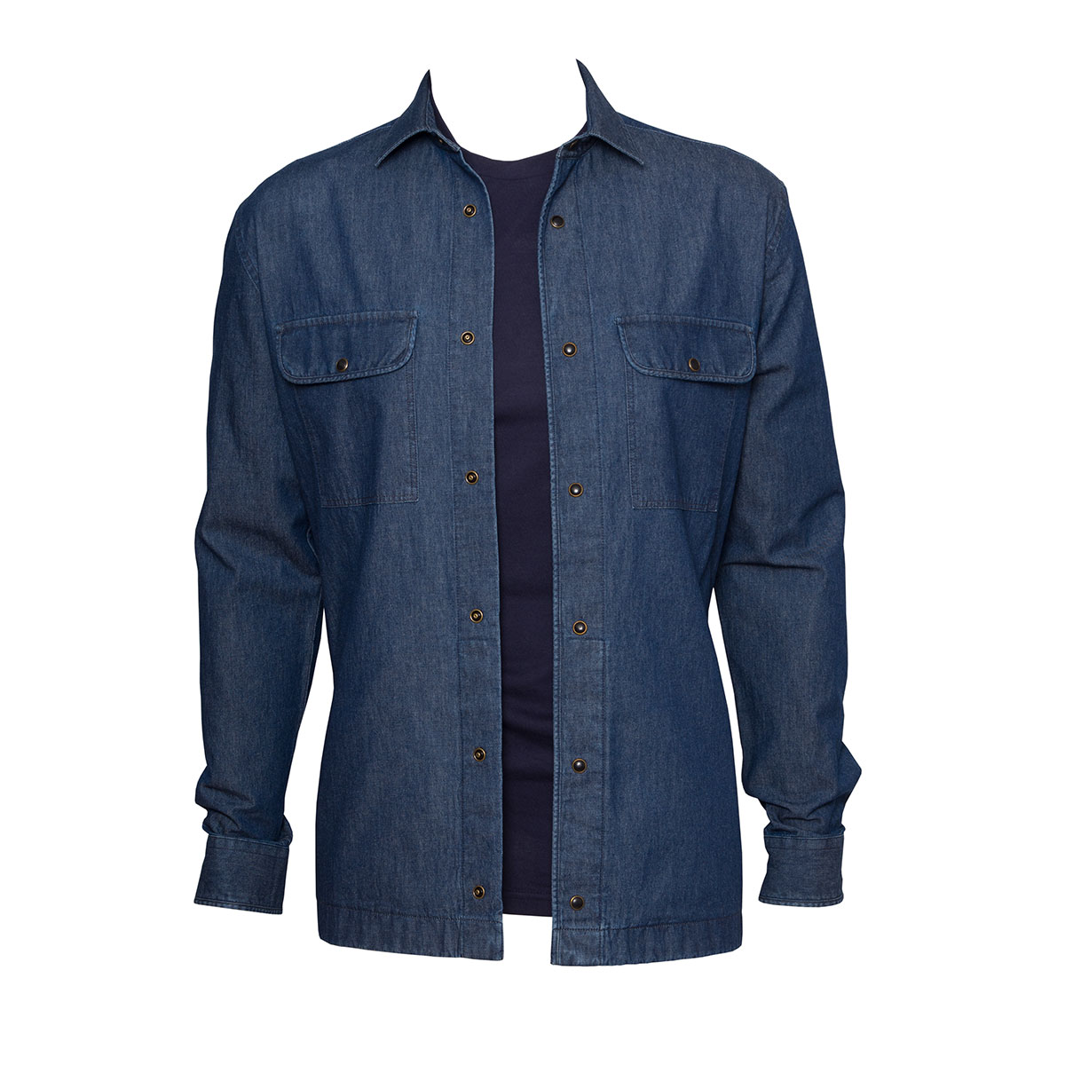 Curated Washed Denim Long Sleeve Overshirt -0 Curated Washed Denim Long Sleeve Overshirt -0