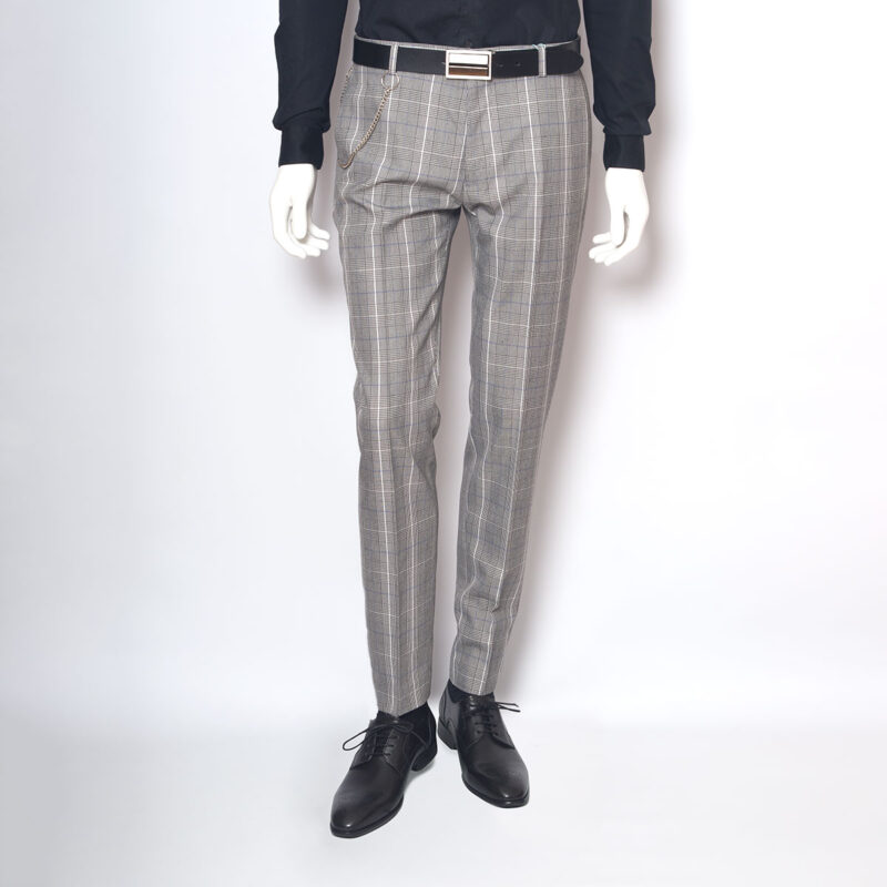 Van Larsson Mens Slim Fit Stretch Black & Grey Check Trouser