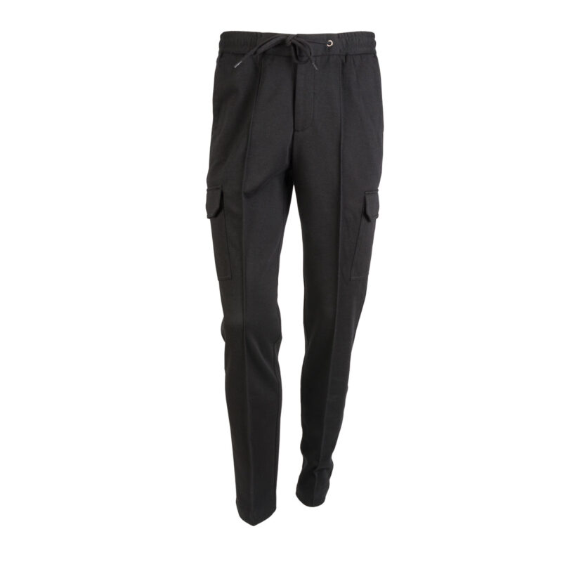 Van Larsson Black skinny jogger style trouser in Knitted stretch fabric-0