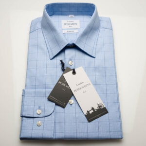 Peter Werth Slim Fit Sky Blue Check Twill Mens Shirt