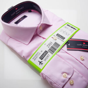 Mens Pink Stretch Travel Shirt, with Soft handle fabric and Moisture Wicking 107395051
