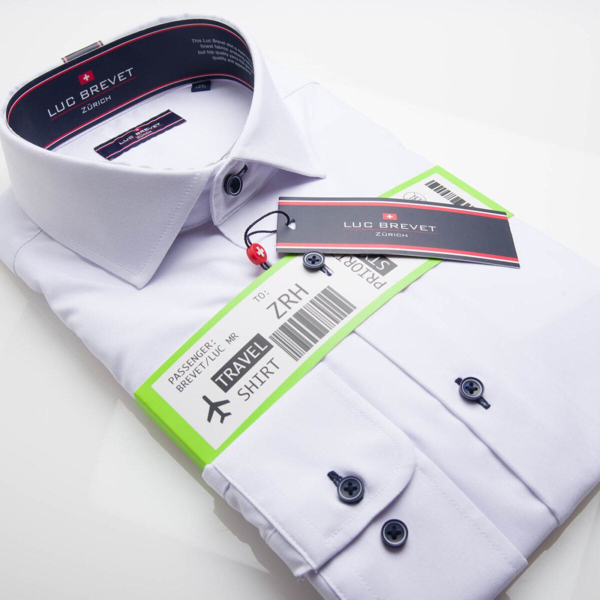Luc Brevet Mens White Stretch Travel Shirt