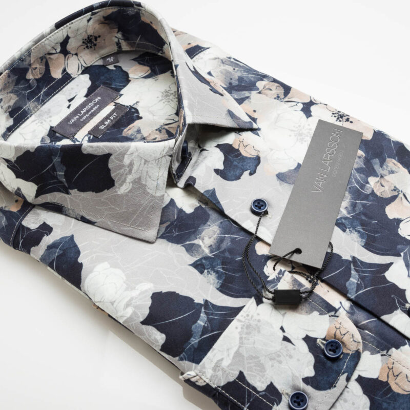 Van Larsson Men’s long sleeve shirt in monochrome watercolour print.