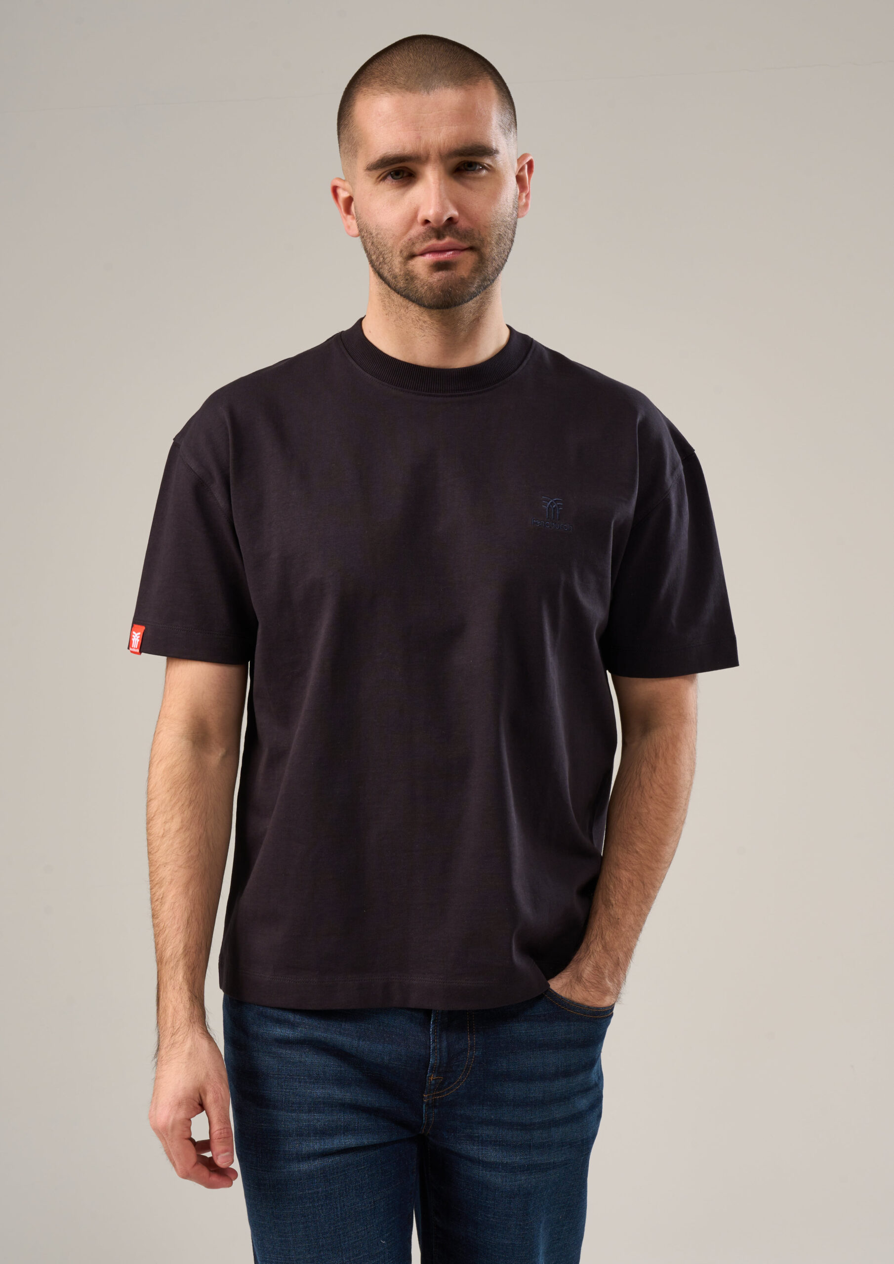 Fenchurch T-Shirt in Black 100% Cotton premium oversized heavyweight T Shirt. Garment washed to give a silky fine hand feel.